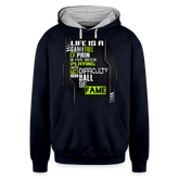LIFE IS A GAME Contrast Hoodie - navy/heather gray