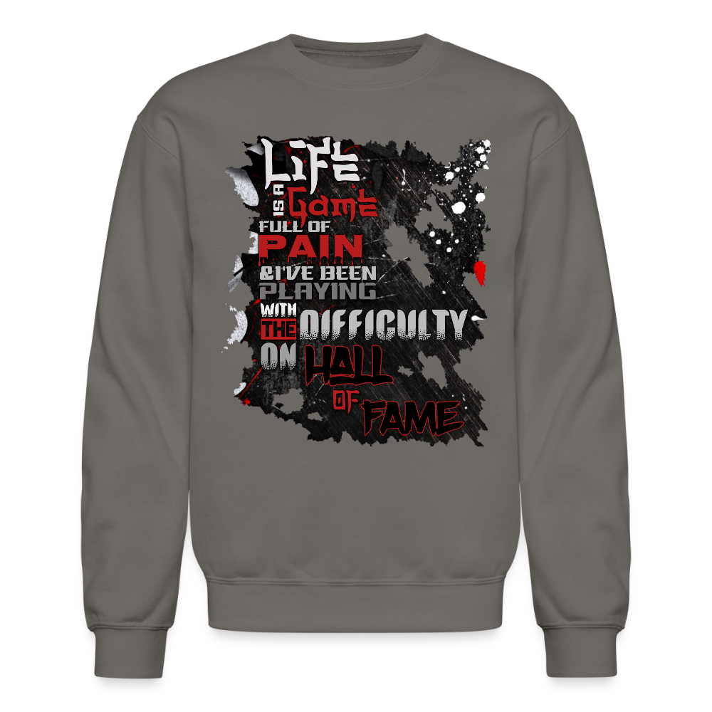 LIFE IS A GAME Crewneck Sweatshirt - asphalt gray
