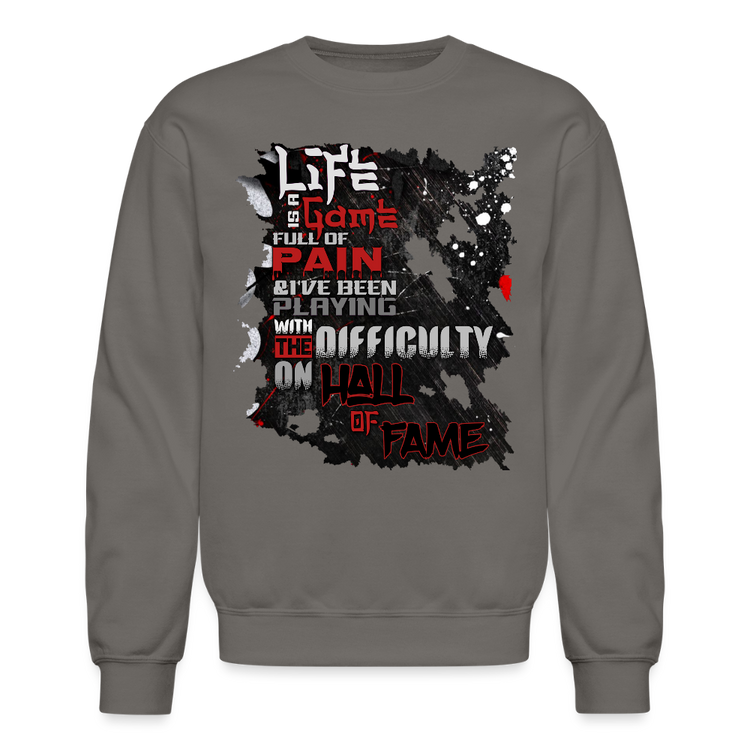 LIFE IS A GAME Crewneck Sweatshirt - asphalt gray