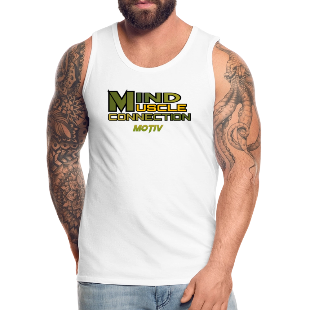 Mind Muscle Connection Men’s Premium Tank - white