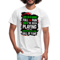 LIFE IS A GAME PALESTINE Edition  Men's T-Shirt by Bella + Canvas - white
