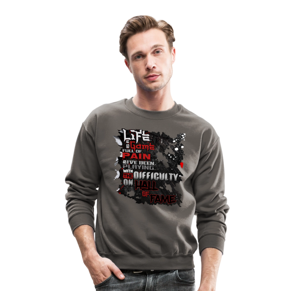 LIFE IS A GAME Crewneck Sweatshirt - asphalt gray