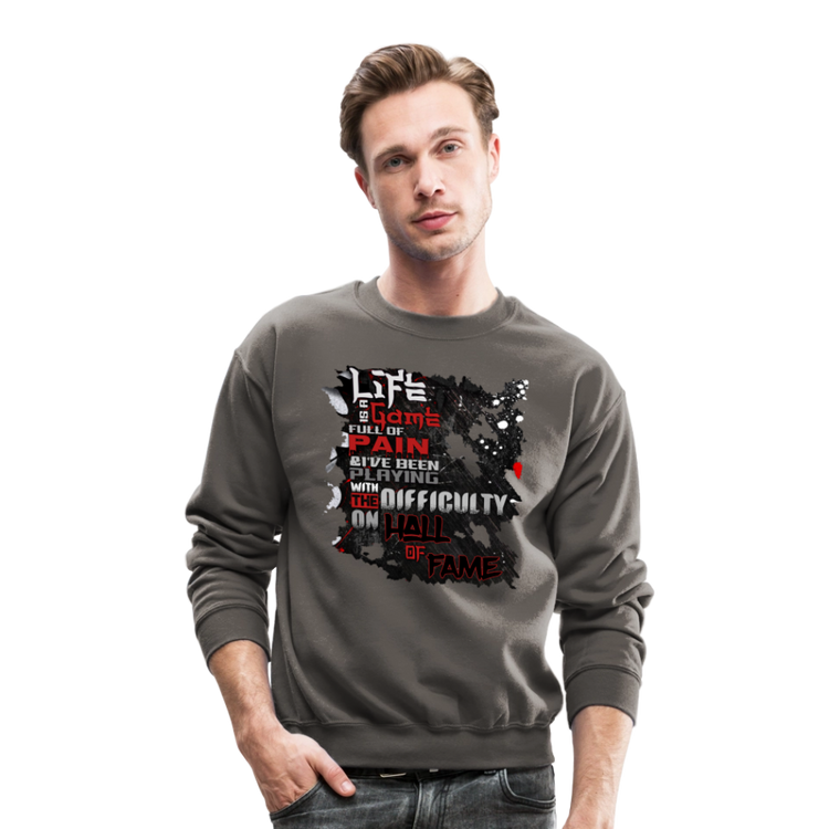 LIFE IS A GAME Crewneck Sweatshirt - asphalt gray
