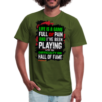 LIFE IS A GAME PALESTINE Edition  Men's T-Shirt by Bella + Canvas - olive