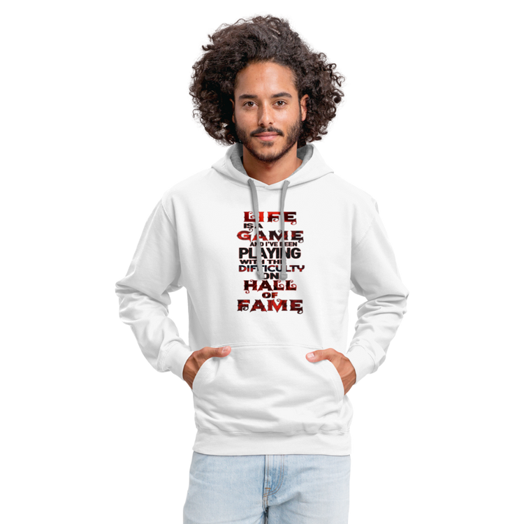 LIFE IS A GAME Premium Contrast Hoodie - white/gray