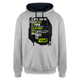 LIFE IS A GAME Contrast Hoodie - heather gray/navy