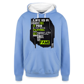 LIFE IS A GAME Contrast Hoodie - sky blue/white