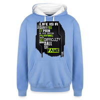 LIFE IS A GAME Contrast Hoodie - sky blue/white