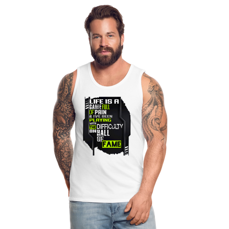 LIFE IS A GAME Men’s Premium Tank - white