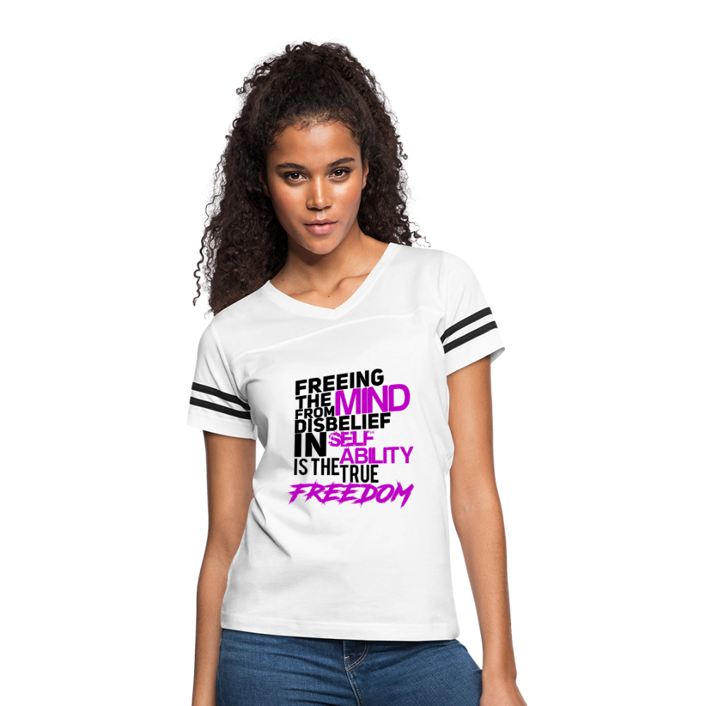 "TRUE FREEDOM" Women’s Vintage Sport T-Shirt - white/black