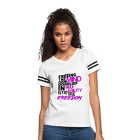 "TRUE FREEDOM" Women’s Vintage Sport T-Shirt - white/black