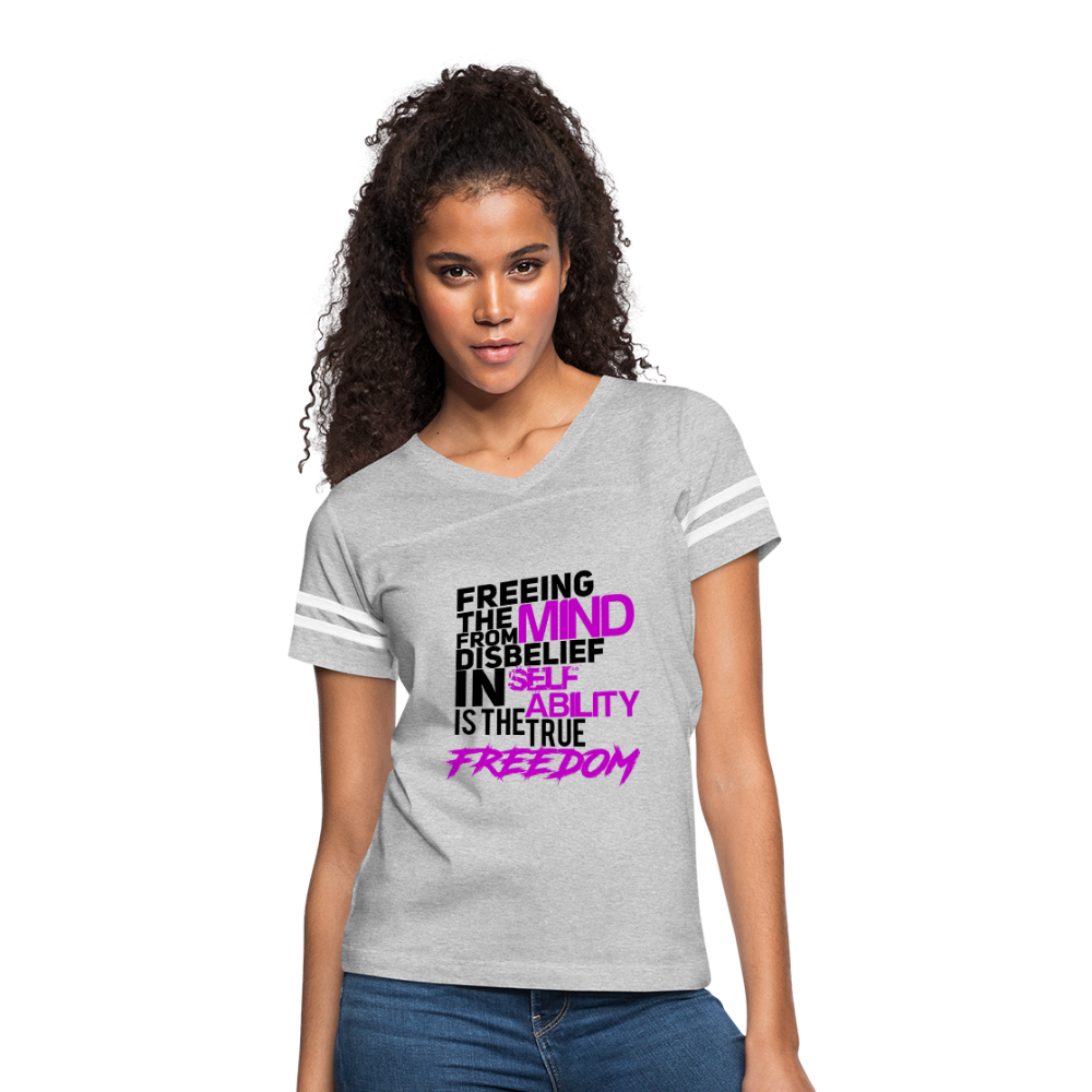 "TRUE FREEDOM" Women’s Vintage Sport T-Shirt - heather gray/white