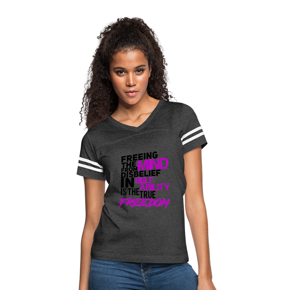 "TRUE FREEDOM" Women’s Vintage Sport T-Shirt - vintage smoke/white