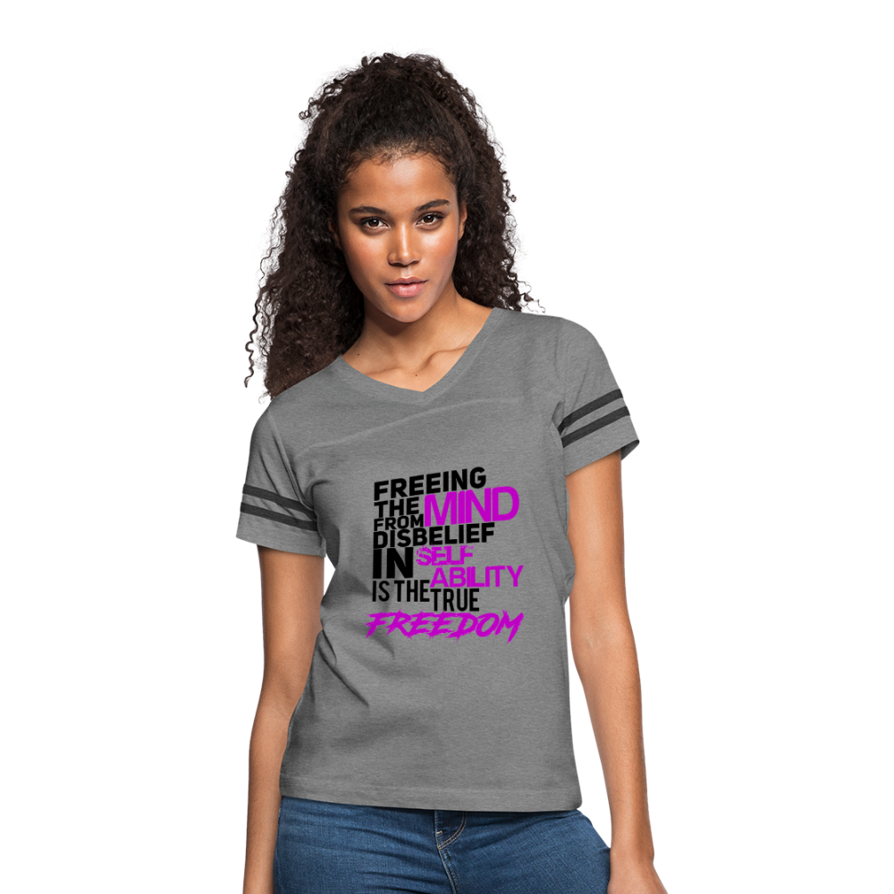 "TRUE FREEDOM" Women’s Vintage Sport T-Shirt - heather gray/charcoal