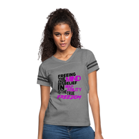 "TRUE FREEDOM" Women’s Vintage Sport T-Shirt - heather gray/charcoal
